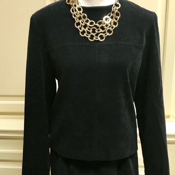 2 Pc Pantsuit Edgy Black Sueded Fabric Button Back 90’s Positive Attitude Size 8 - Picture 11 of 12